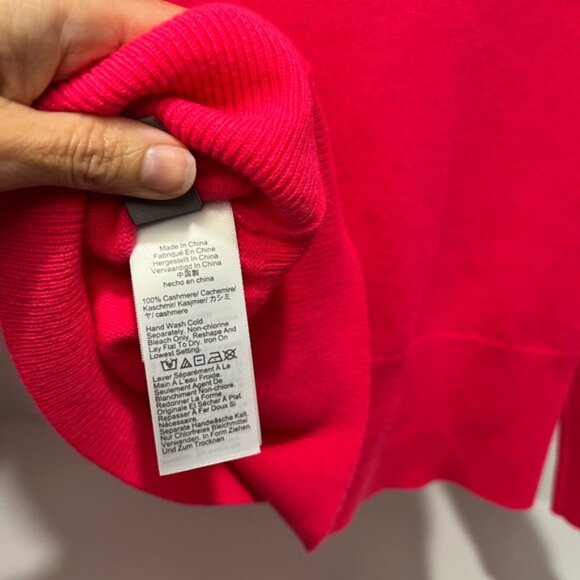 NEW J. CREW Classic fit Cashmere Crewneck Sweater Bright Strawberry size Small - Picture 8 of 8